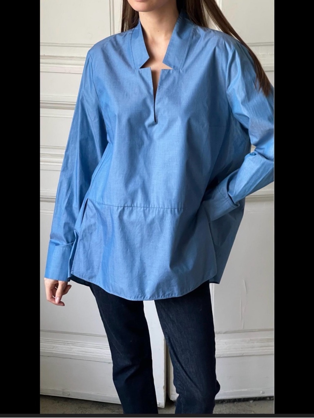 Cos Light Blue V-Neck Long Sleeve Tunic Top - EUR44 - Picture 2 of 7